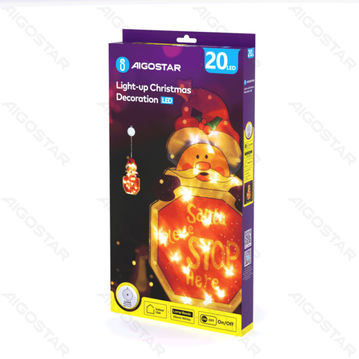 Baterijomis maitinamas pakabukas su siurbtuku, sniego senis su užrašu, didelis, šiltai baltas, IP20, patalpose