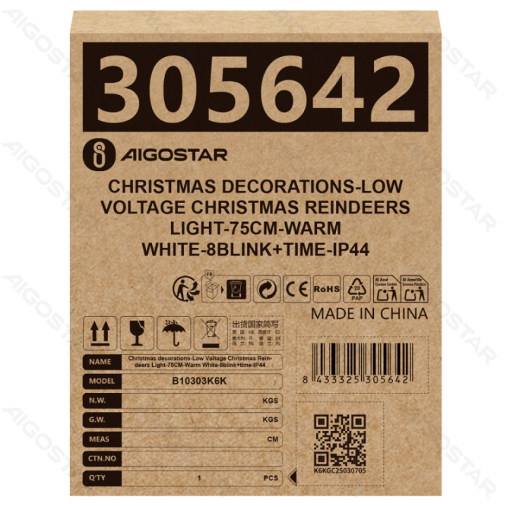 Low voltage Christmas reindeers light, warm white, 0.75m ,IP44, Indoor and Outdoor