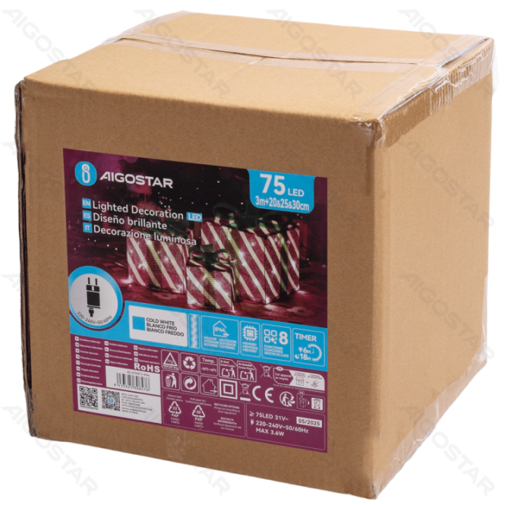 Low voltage light-up Christmas boxes 0.2/0.25/0.3m, cold white ,IP44, Indoor&Outdoor