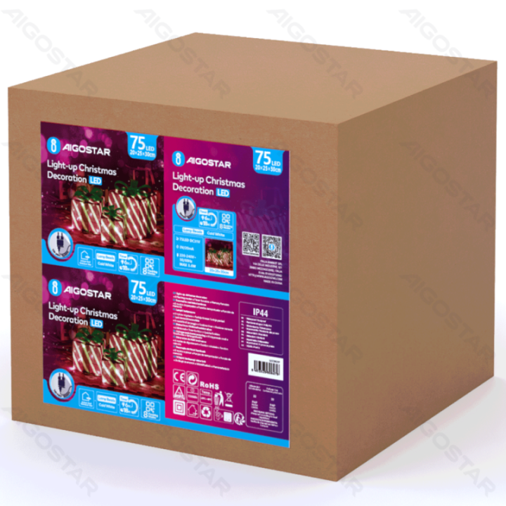 Low voltage light-up Christmas boxes 0.2/0.25/0.3m, cold white ,IP44, Indoor&Outdoor