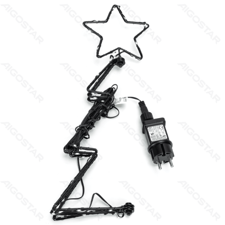 Kalėdinė dekoracija – žemo įtampos 3D eglutės švieselė, šaltai balta, 5m+40cm, IP44, patalpose ir lauke