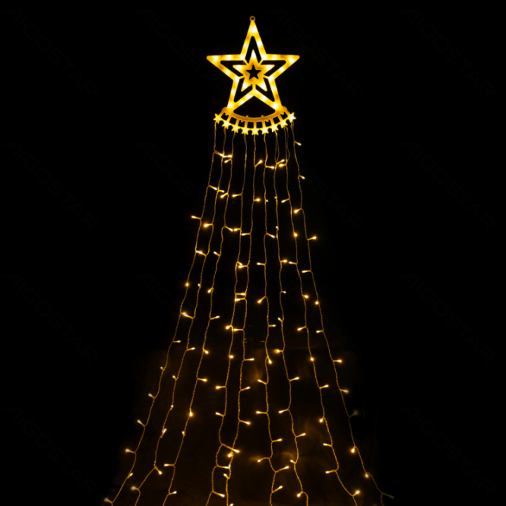 Low voltage pentagram waterfall string light, warm white, 5m+3.5m ,IP44, Indoor&Outdoor