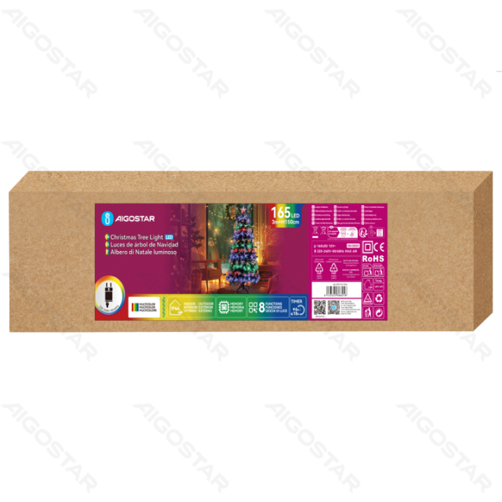 Žemos įtampos aksominė eglutė, 1.5m, RGBY ,IP44, Vidaus ir lauko