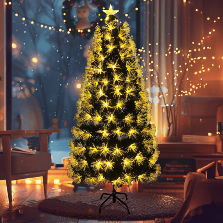 Low-voltage fiber optic tree, 1.2m, warm white ,IP44, Indoor&Outdoor