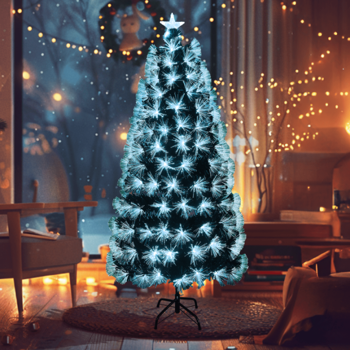 Low-voltage fiber optic tree, 1.2m high, aqua blue ,IP44, Indoor&Outdoor