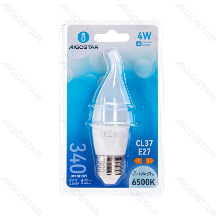 LED CL37 rutulinė lemputė-E27-4W-6500K-340lm