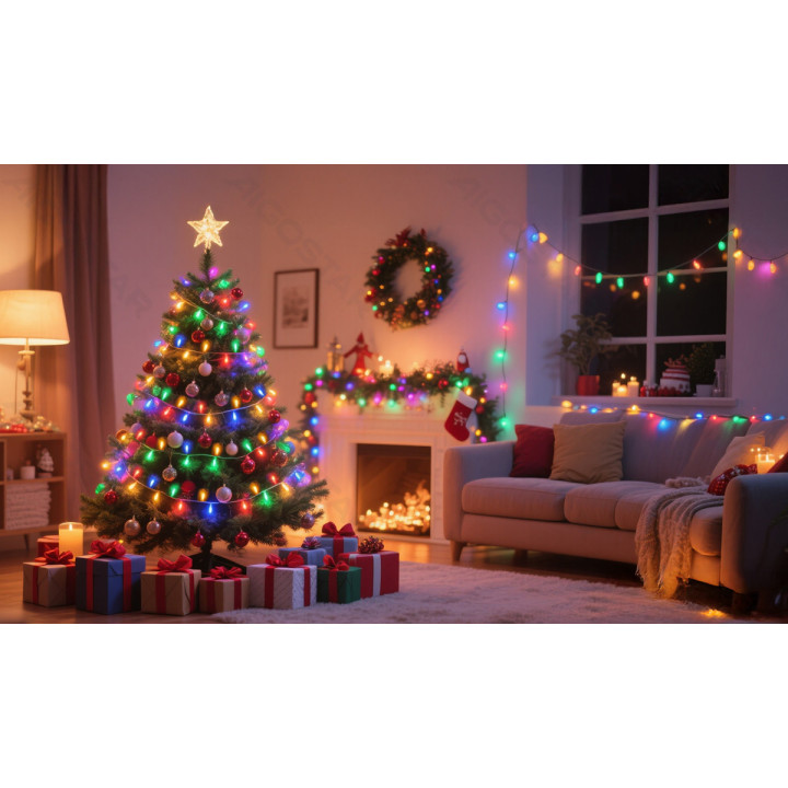 3AA battery copper wire string lights, RGBY, 15m ,IP44, Indoor&Outdoor