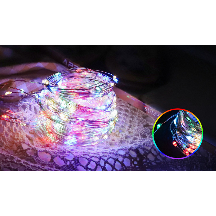 3AA battery copper wire string lights, RGBY, 15m ,IP44, Indoor&Outdoor