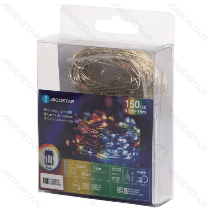 3AA battery copper wire string lights, RGBY, 15m ,IP44, Indoor&Outdoor