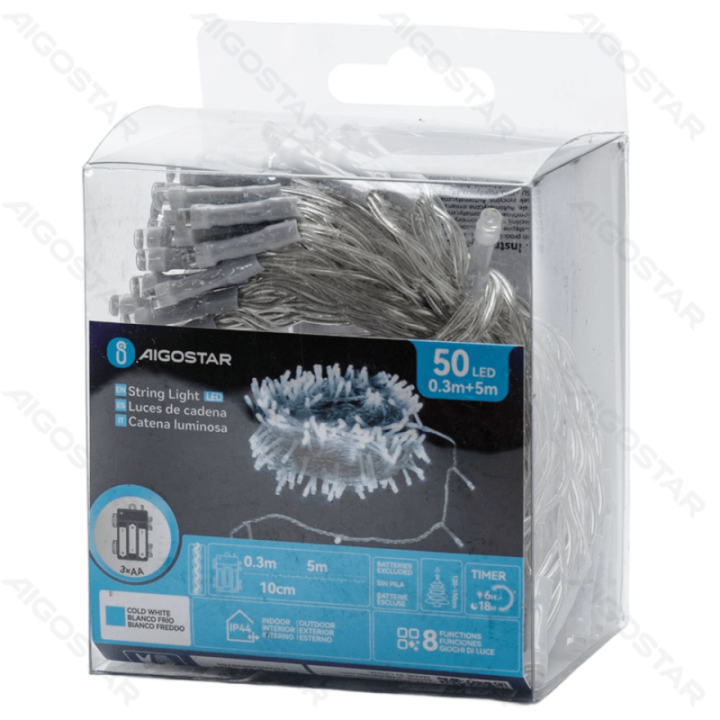 3AA battery flat string lights, cold white, 5m ,IP44, Indoor&Outdoor