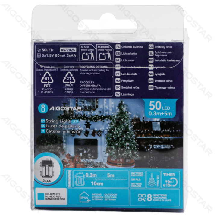 3AA battery flat string lights, cold white, 5m ,IP44, Indoor&Outdoor