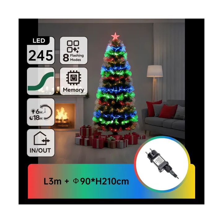 Low-voltage fiber optic tree, 2.1m high, RGBY ,IP44, Indoor&Outdoor