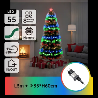 Low-voltage fiber optic tree, 0.6m high, RGBY ,IP44, Indoor&Outdoor