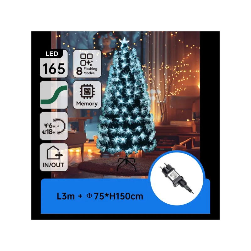 Low-voltage fiber optic tree, 1.5m high, aqua blue ,IP44, Indoor&Outdoor