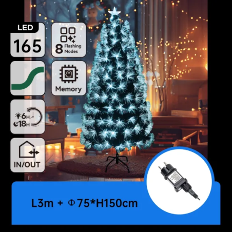 Low-voltage fiber optic tree, 1.5m high, aqua blue ,IP44, Indoor&Outdoor