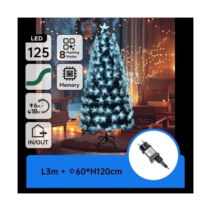 Low-voltage fiber optic tree, 1.2m high, aqua blue ,IP44, Indoor&Outdoor