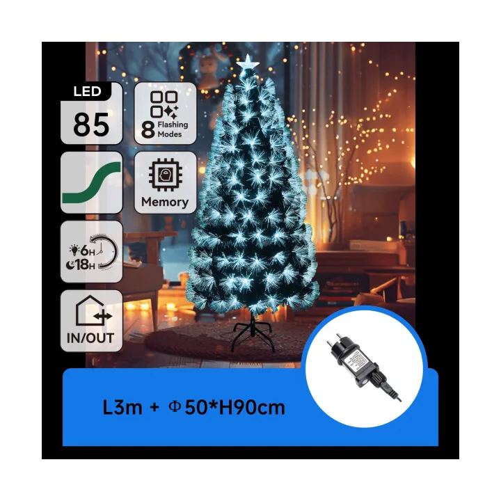 Low-voltage fiber optic tree, 0.9m, aqua blue ,IP44, Indoor&Outdoor