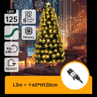 Low-voltage fiber optic tree, 1.2m, warm white ,IP44, Indoor&Outdoor