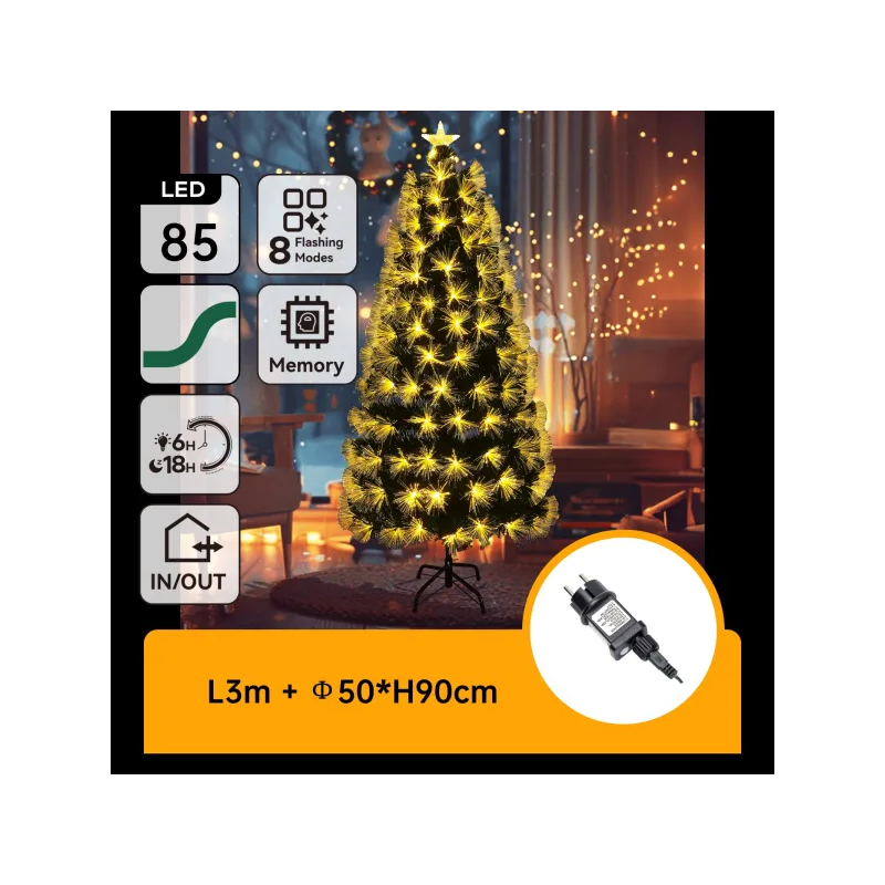Low-voltage fiber optic tree, 0.9m, warm white ,IP44, Indoor&Outdoor