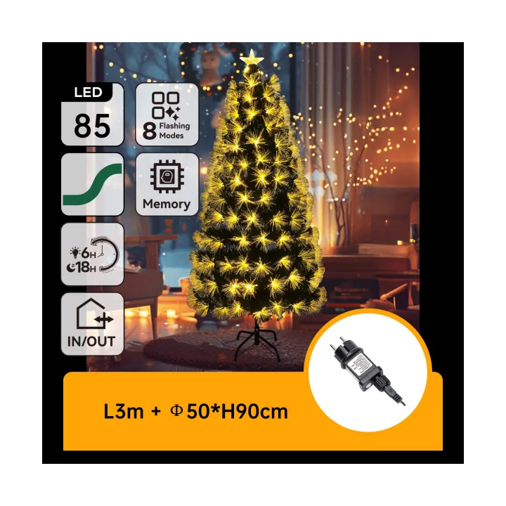 Low-voltage fiber optic tree, 0.9m, warm white ,IP44, Indoor&Outdoor