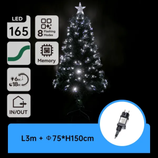 Mažos įtampos šviesolaidinis kalėdinis medis, šalta balta, 1.5m ,IP44, Vidaus ir lauko