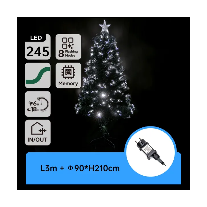 Low voltage fiber optic Christmas tree, cold white, 2.1m ,IP44, Indoor&Outdoor