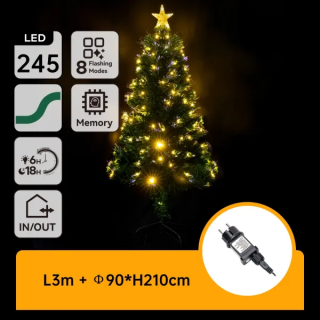 Mažos įtampos šviesolaidinis kalėdinis medis, šilta balta, 2.1m ,IP44, Vidaus ir lauko