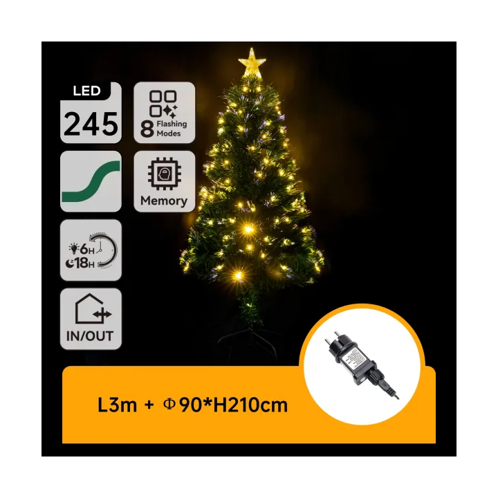 Low voltage fiber optic Christmas tree, warm white, 2.1m ,IP44, Indoor&Outdoor