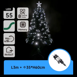 Mažos įtampos šviesolaidinis kalėdinis medis, šalta balta, 0.6m ,IP44, Vidaus ir lauko