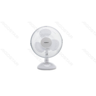 Table Fan,9 Inches, 3 Blades, 2 Speeds, White
