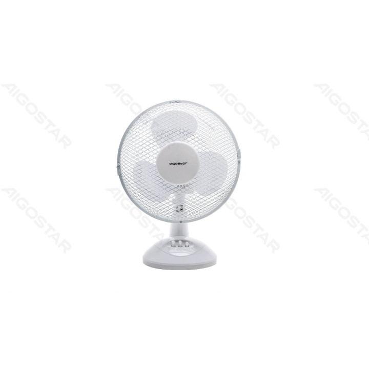 Table Fan,9 Inches, 3 Blades, 2 Speeds, White