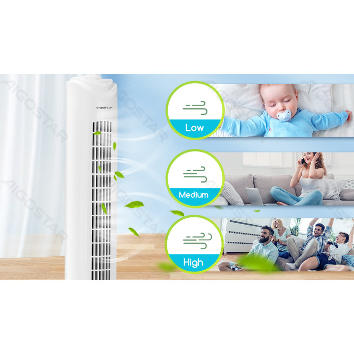 Torninis ventiliatorius, 30 Inches, 3 Speeds, White