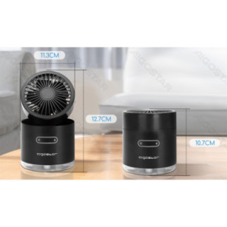 Table Mist Fan, 4 Inches, 5 Blades, 3 Speeds, 2000mAh, Black