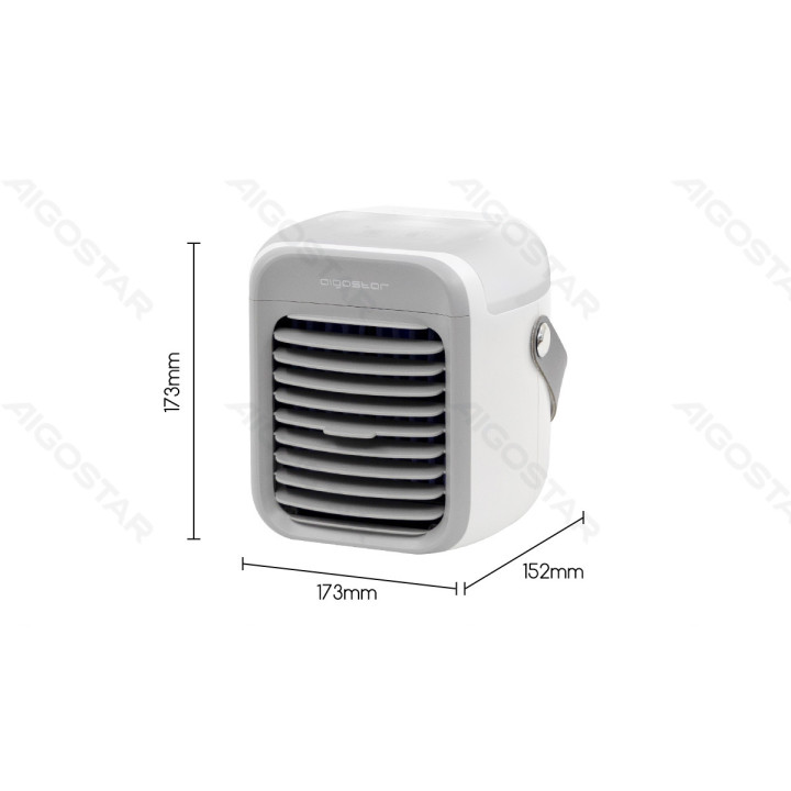 Portable Air Cooler, 7 Inches, 9 Blades, 3 Speeds, 2000mAh, White