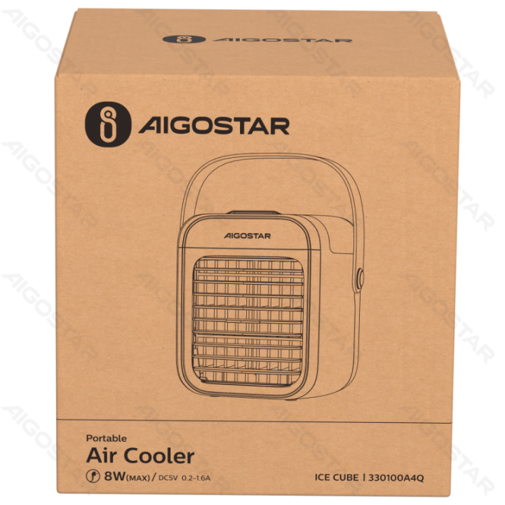 Portable Air Cooler, 7 Inches, 9 Blades, 3 Speeds, 2000mAh, White