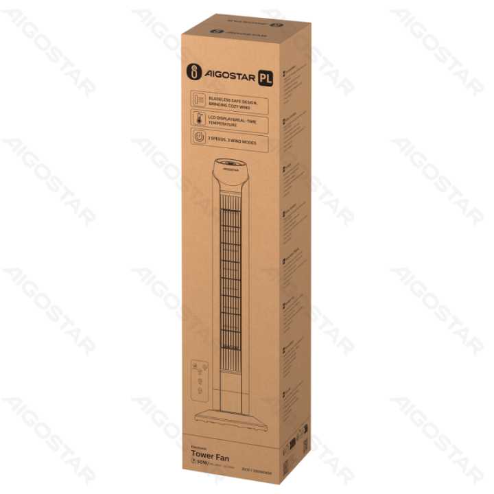 Tower Fan,36 Inches, 3 Speeds, Black, Remote control