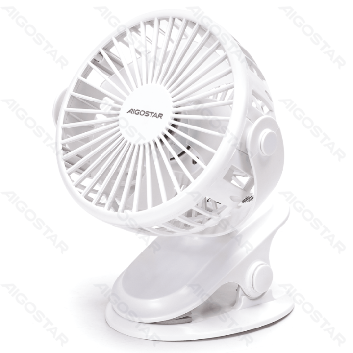 Portable Clip on Fan 6 Inches, 5 Blades, 3 Speeds, 1500mAh, White