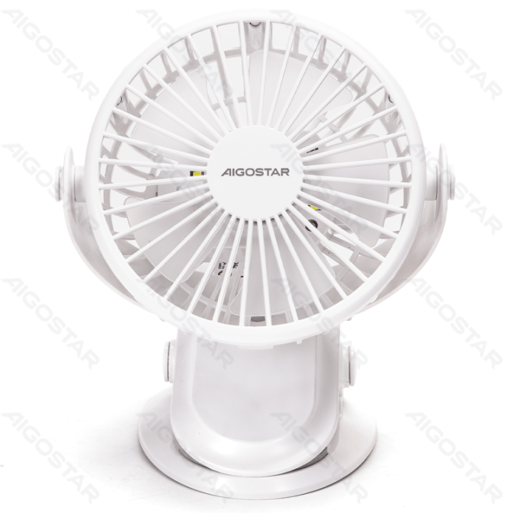 Nešiojamas segamas ventiliatorius, 6 Inches, 5 Blades, 3 Speeds, 1500mAh, White