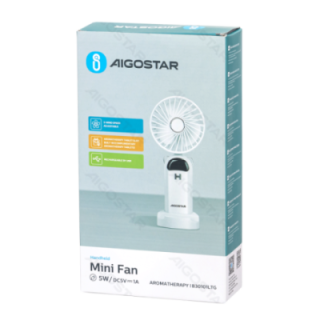 Handheld Fan, 3 Inches, 3 Blades, 5 Speeds, 1200mAh, White