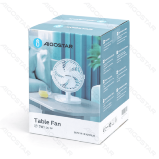 Portable Table Fan, 6 Inches, 5 Blades, 2 Speeds, Without battery, White