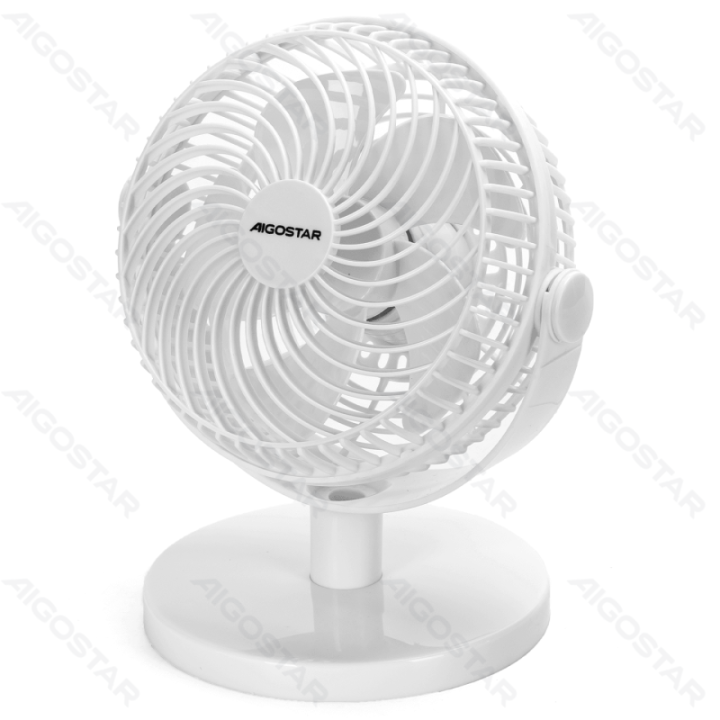 Portable Table Fan, 6 Inches, 5 Blades, 2 Speeds, Without battery, White