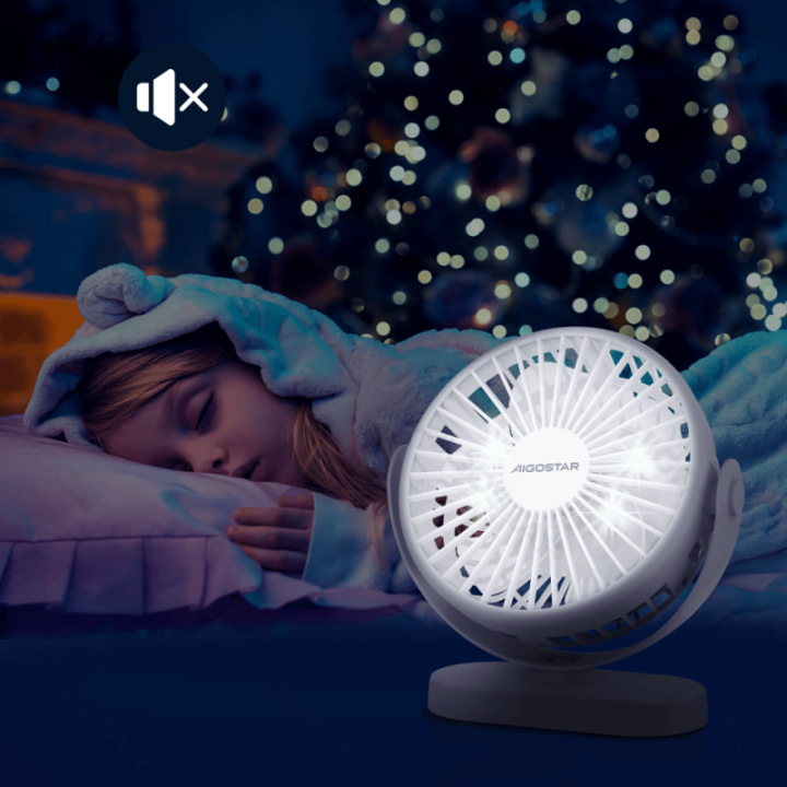 Nešiojamas stalo ventiliatorius, 6 Inches, 5 mentės, 3 greičiai, 1500mAh, balta