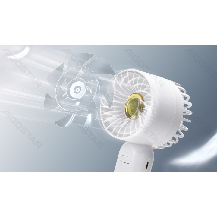 Handheld Fan, 2.7 Inches, 7 Blades, 3 Speeds, 500mAh, White