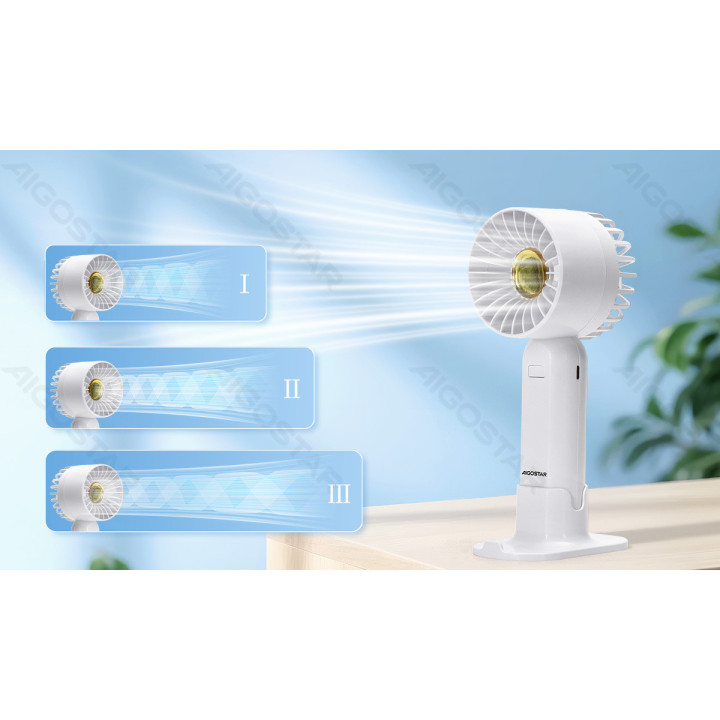 Handheld Fan, 2.7 Inches, 7 Blades, 3 Speeds, 500mAh, White