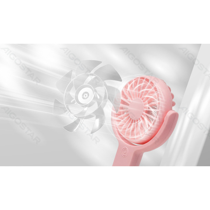Handheld Fan, 3 Inches, 7 Blades, 5 Speeds, 1200mAh, Pink