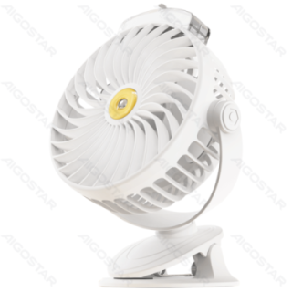 Portable Clip on Fan 6 Inches, 3 Blades, 5 Speeds, 2400mAh, White
