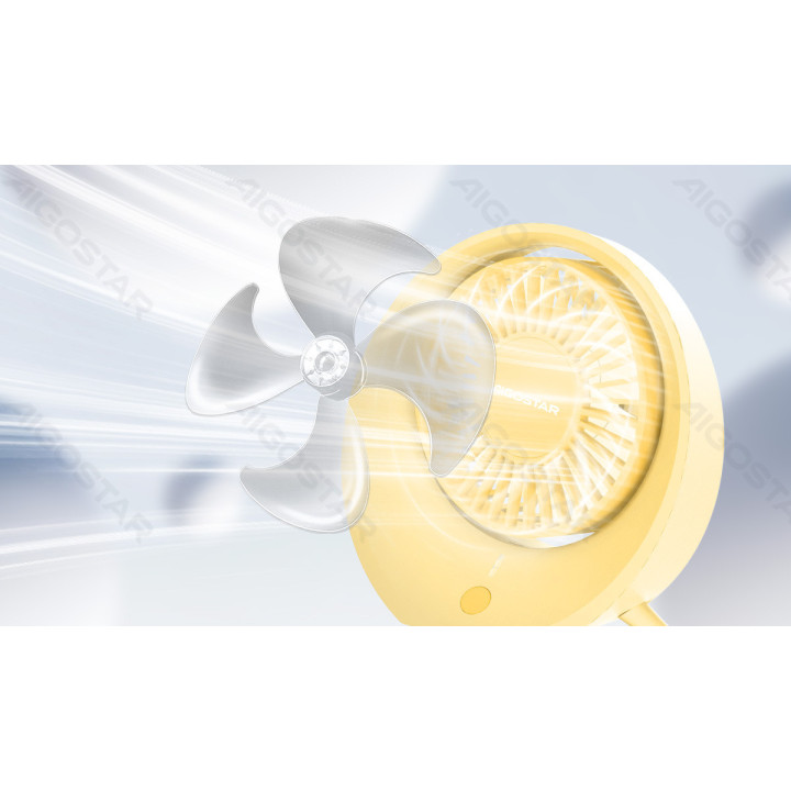 Portable Table Fan, 4 Inches, 4 Blades, 3 Speeds, 1200mAh, Beige