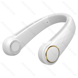 Neck Fan, 8 Inches, 3 Speeds, 2000mAh, White, Angle Adjustable