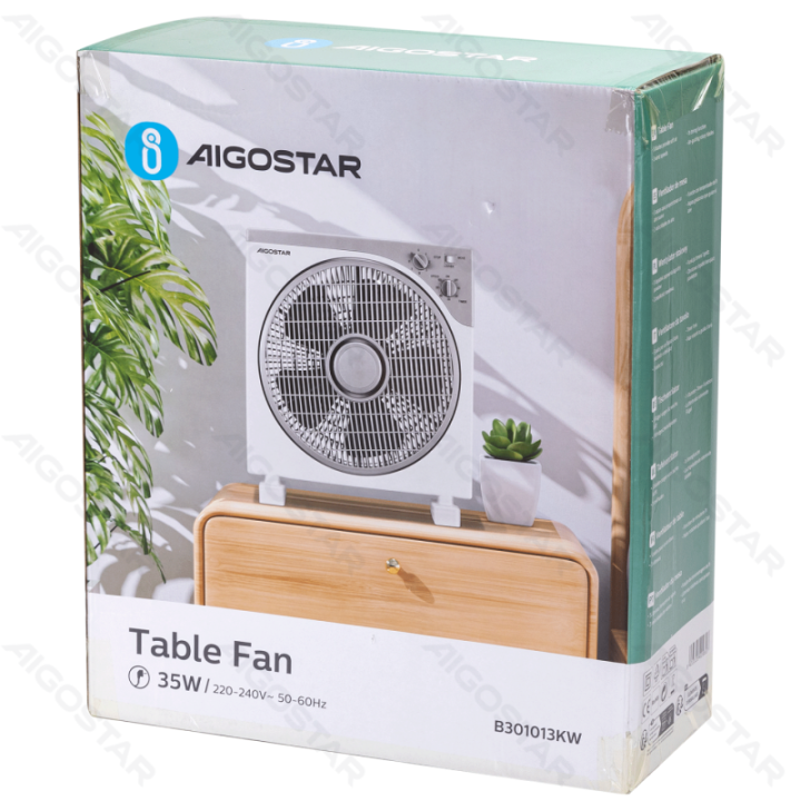Table Fan,12 Inches, 5 Blades, 3 Speeds, Off white