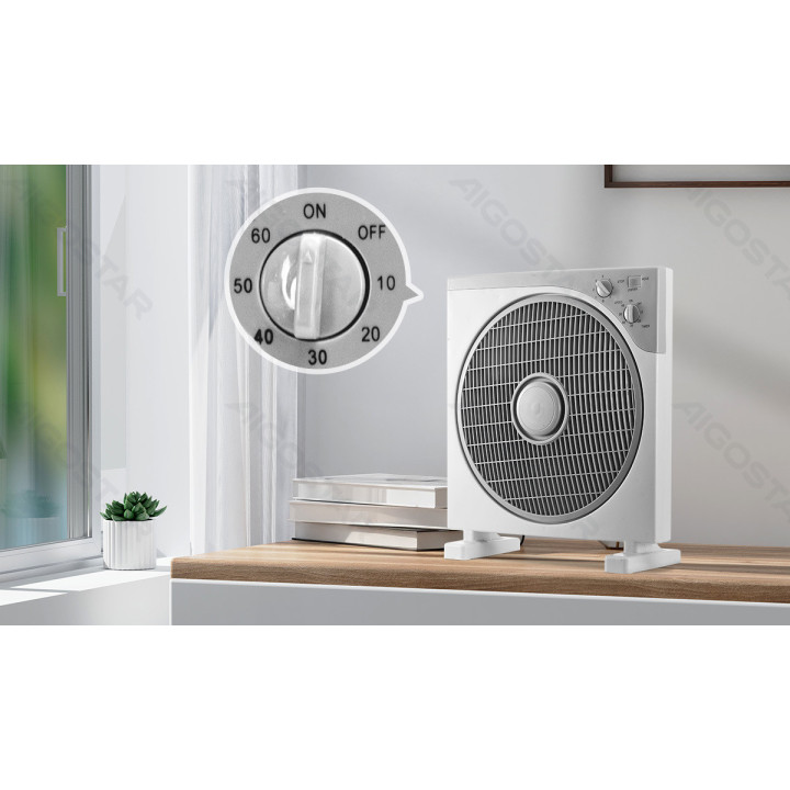 Table Fan,12 Inches, 5 Blades, 3 Speeds, Off white
